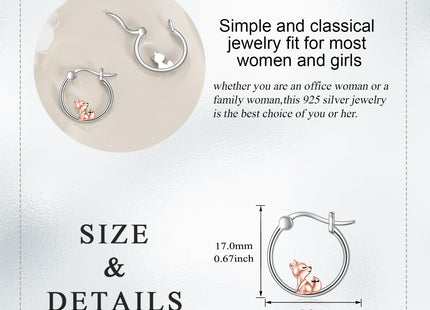 Fox Hoop Earrings for Women 925 Sterling Silver Animal Fox Earrings Jewelry Gifts (fox)