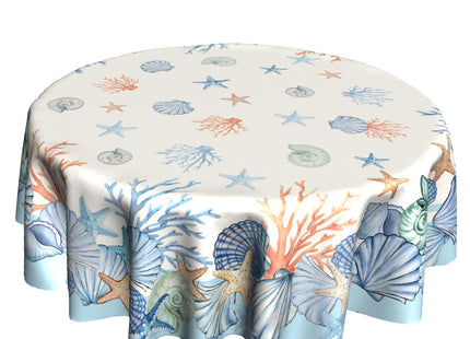 VentuCoven Summer Tablecloth 60 inch Round Table Cloth Beach Table Cloths Starfish Tablecloths for Kitchen Dining Decorations Holiday