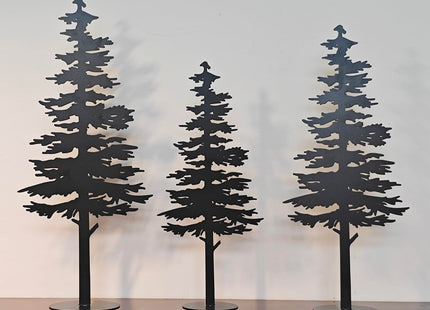 Mavtren Farmhouse Metal Pine Tree Decor - Rustic Cabin Woodland Forest Accent Fireplace Centerpiece Living Room Bedroom Bookshelf Christmas Decorations Set of 3 (Black)
