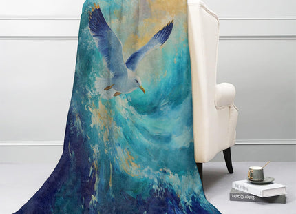 Kibue Flying Seagull Blanket - Soft & Lightweight Cozy Flannel Bird Throw Blanket - Plush Warm Blankets for Sofa, Travel, Bedroom, Office, Home Decor - Ideal Gifts for Adults Kids Women Men 60"×50"
