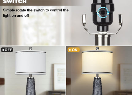 26" Coastal Table Lamps for Living Room, Modern Bedside Lamps for Bedroom