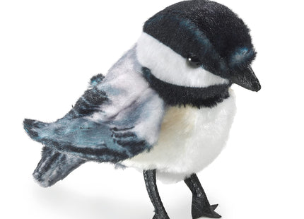 Folkmanis Mini Chickadee Finger Puppet, White; Black;gray