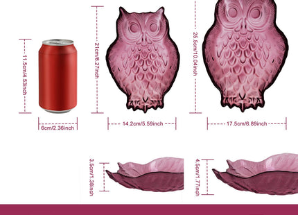 SHOWLOUE Glass Serving Platter, 8 x 6 Inch Owl Serving Trays for Serving Food, Serving Dish for Party, Dark Purple, Small