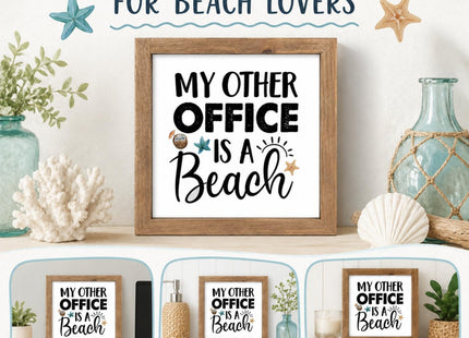 pechpell Beach Office Decor Wooden Sign Coastal Wall Art for Shelf Desk