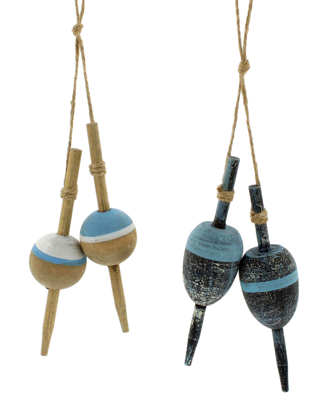 The Bridge Collection Set of 2 Hanging Fishing Bobber Lakehouse Decorations