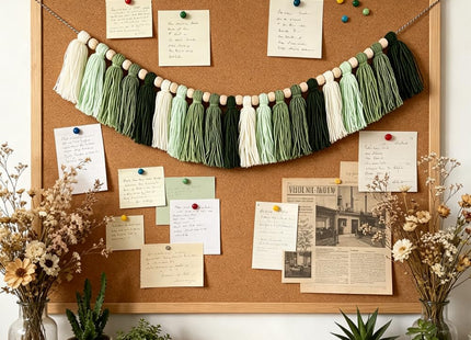 DrCor Sage Green Tassel Garland – Woodland Classroom Decor