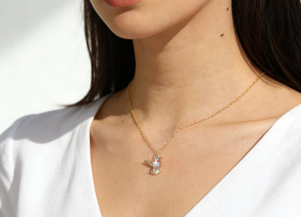 Baydurcan Golden Hummingbird Necklace Colorful Hummingbird Gifts for Women