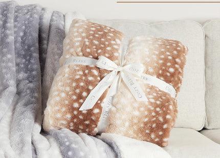 Cozy Bliss Deer Print Faux Fur Throw Blanket,50"×60", Brown Deer