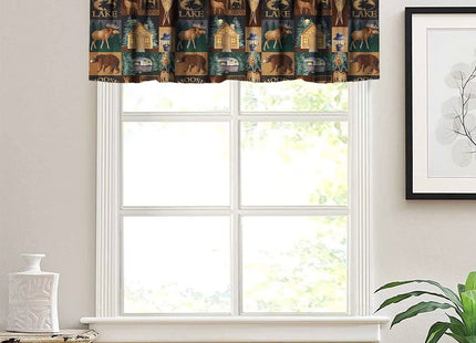 Rustic Farmhouse Valance Curtain, Vintage Cottage Country Style Rustic Cabin Fishing Windows Valance for Bedroom Living Room Cafe Office 54x18 Inch