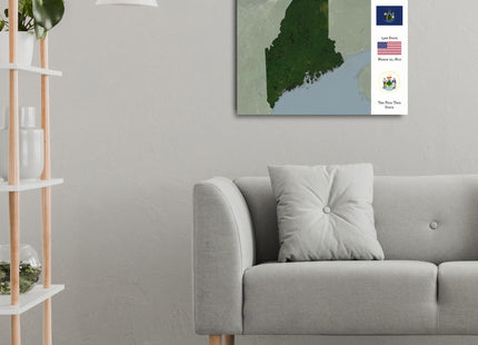 Maine Map Wall Art - 14"x11" Canvas Print - State Home Decor and Gift