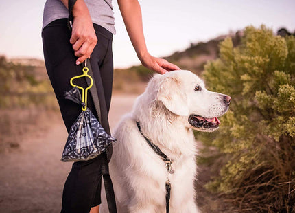 The dooloop Hands Free Dog Poop Holder - Carry Pet Waste Bag with Attachable Leash Accessory for Dog Walking. Now made with Recycled/Recyclable Plastic. Maine, USA (Blue)