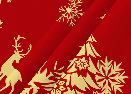 Faptoena Christmas Square Tablecloth 52x52 inch Red Table Cloth Golden Deer Xmas Tree Table Covers Red Tablecloths Christmas Decoration for Dining Room