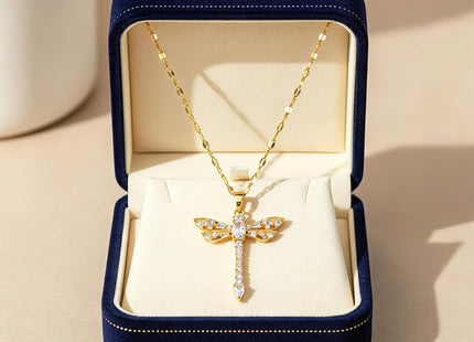 HNPHQT Dragonfly Necklace 14K Gold Plated Dainty Dragonfly Pendant Necklaces for Women Jewelry Gifts