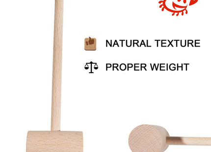 6Pcs Wooden Hammers, Natural Hardwood Crab Lobster Seafood Mallets