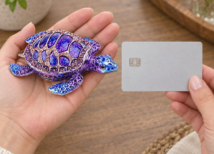 SEVENBEES Purple Sea Turtle Figurine Decorative Jewelry Boxes Hinged Trinket Box Sea Turtle