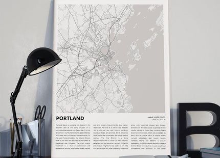 ghNDJdk Portland Map, Travel Maine, Housewarming Gift Canvas Poster Bedroom Sports Landscape Office Room Decor Gift StyleFrame 12x18inch