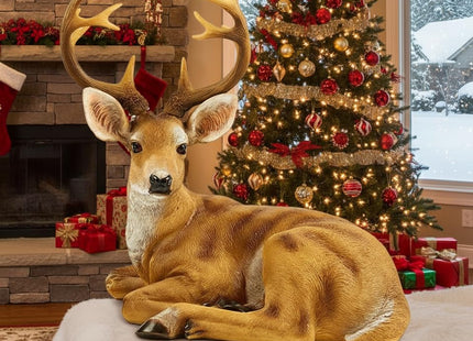 JHVYF 13" H Resin Buck Statue Home Office Decor Animal Figurine Deer Decorations Lawn Decor Housewarming Gift Garden Sculpture