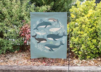 Moslion Fish Garden Flag Vertical Double Sided Nature Nautical Ocean Sea Seaweed Coral Whale Shark Dolphin House Flags Home Burlap Banners 12.5x18 Inch for Outdoor Decor Lawn