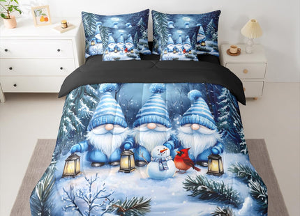 Erosebridal Christmas Queen Comforter Set with Sheets 7 Piece Xmas Gnome Bed in A Bag Snowman Cardinal Bird Bedding Sets for Kids Adults,Winter Pine Tree Bed Set
