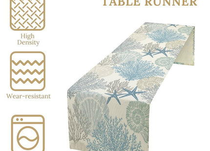 Blue Nautical Table Runners Summer Ocean Beach Coral Modern Teal Table Runner for Home Kitchen Coffee Table Dining Room Table Bedroom Party 13 x 36 Inch