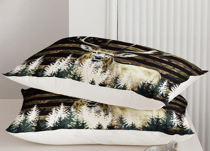 Ntlfup Deer Hunting Comforter Set for Teen Boys Men - Wild Animal Elk Moose Bedding Comforter Sets, Hunting Comforter Sets with 1 Comforter 2 Pillowcase - Queen Size Wildlife Forest Bed Set, Style 3