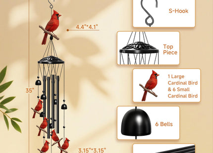 Cardinal Wind Chimes for Outside,Cardinal Gifts for Women/Men/Mother/Father