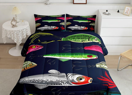 Feelyou Fishing Lure Bedding Set Twin Size for Children Teen Kids