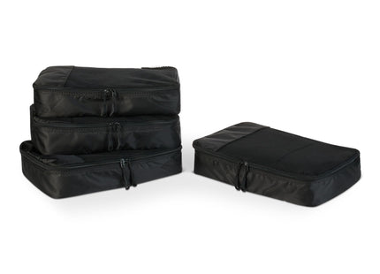 Amazon Essentials 4-Piece Packing Cubes Travel Accessories Set, Luggage Organizer with Double Zipper, Mesh Top, Space-Saving, Medium, Black (Previously Amazon Basics)