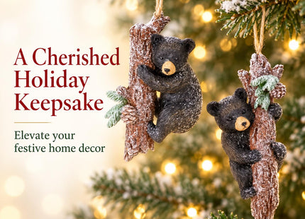 The Bridge Collection Climbing Black Bear Christmas Ornaments - Set of 2