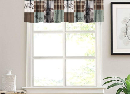 SXXLDNG Retro Cabin Valances Curtain Animal Deer Moose Bear Country Style Kitchen Windows Valances Rod Pocket Window Treatment Short Topper Curtains for Bathroom Living Room 1 Panel
