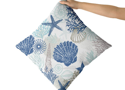 Nautical Coastal Throw Pillow Covers 18x18 Inch Pack of 2 Summer Blue Ocean Themed Pillow Covers Seashell Starfish Beach Decorative Pillowcase Square Cotton Cushion Cover for Bedroom Sofa Home Decor