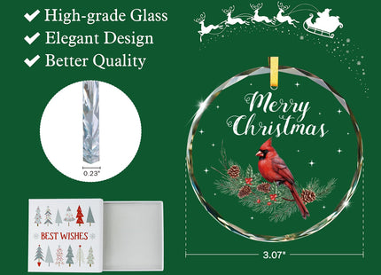 WhatSign Glass Cardinal Christmas Ornament Sympathy Memorial Keepsake