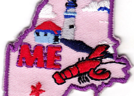 "ME" - MAINE STATE SHAPE - Iron On Embroidered Applique Patch/New England