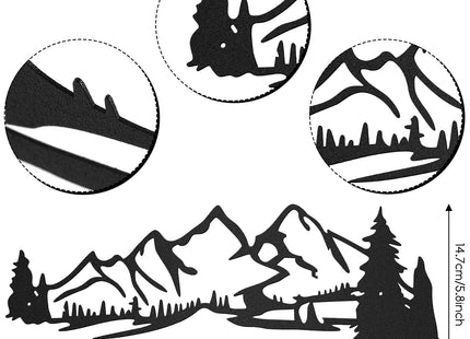 Zhengmy Black Mountain Metal Wall Art Forest Scene Decor for Home Cabin