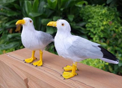 Etistta 2PCS Realistic Seagull Life Like Feathered Sea Gull Handmade 10 inch Fake Seagulls Birds for Home Decorations Garden Nautical Decor