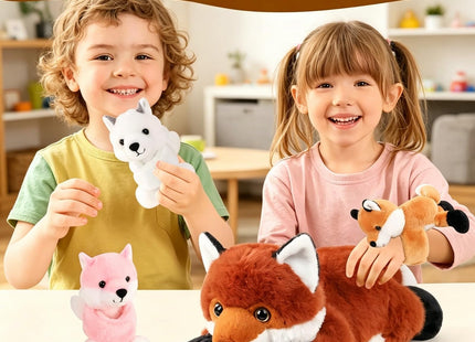 Youthfuljive 4 in 1 Fox Stuffed Animal Plush Set, 19" Large Mommy Red Stuffed Fox Plush Toy with 3 Baby Foxes Fox Plushies Pillow Fox Toys for Girls Boys Kids Birthday Christmas Plush Gifts Decor