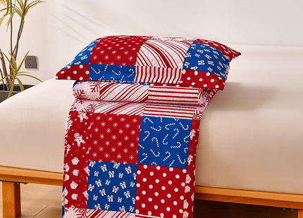 Hailea Christmas Bedspread Coverlet King Size Xmas Quilt Snowman Gift Box Bedding Set Lightweight Reversible Red Navy Plaid Quilt Bedspread Christmas Lodge Coverlet Snowflake Lantern Decor(Red,Queen)