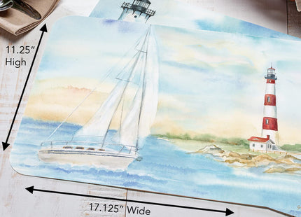 CounterArt Lighthouse Scene Reversible Easy Care Placemat 4 Pack
