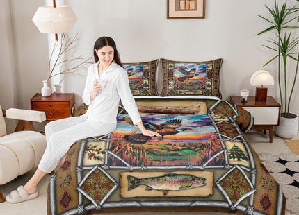 Feelyou Pheasant Hunting Comforter Set Toddler Size Lake Lodge Cabin Bedding Set for Kids Boys Girls Farmhouse Duvet Quilt Soft Lightweight Microfiber Bedroom Decor,with 1 Pillow Case