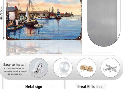 Eastport Maine Waterfront Vintage Metal Wall Art Signs 8X12 Inch