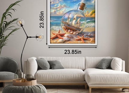 Beach Puzzles for Adults 1000 Pieces, Seashells Jar Sailboat Art Jigsaw Puzzles, Summer Ocean Starfish Puzzle as Home Wall Art