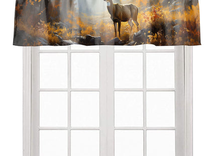 ZYQENGIMGA Deer Valance Curtains for Kitchen Rustic Nature Country Forest Wildlife Animal Autumn Thermal Insulated Small Window Curtain for Kitchen Living Room Bedroom 54 x 18 Inch, 1 Panel