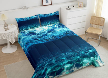 Castle Fairy Under Sea Comforter,Diving Adventure Sports Themed Comforter Set Full Size,Cobblestone Sand Blue Ocean Bedding Set All Seasons Bedroom Down Duvet,1 Comforter&2 Pillowcase
