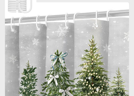 Mocsicka Watercolor Pine Tree Christmas Shower Curtain for Bathroom 71x71in