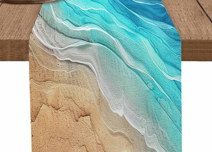 Boanket Turquoise Beach Table Runner - 48 Inch Long, Summer Coastal Kitchen Dining Table Runner Dresser Scarves, Teal Ombre Nautical Seaside Home Decor for Coffee Table Wedding Party Banquet