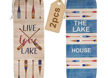 2Pcs Lake House Plastic Bag Holder for Kitchen Essentials, Reusable Hanging Grocery Bag Organizer, Washable Large Grocery Trash Bags Storage Dispenser Lake House Decor for the Home