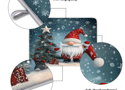 Christmas Dish Drying Mat for Kitchen Counter, Gnome Pine Tree Drying Mats Super Absorbent Microfiber Dishs Pad Coffee Bar Mat Extra Large 18 X 24 Inch