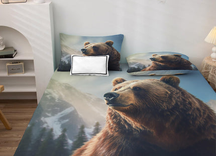 zcsm Twin XL Sheets Set - Bear Bed Sheets, Forest Animal Bedding Sheets & Pillowcases, Soft Microfiber & Deep Pocket & Wrinkle Free Patterned Sheet Set, 1 Fitted Sheet, 1 Flat Sheet, 1 Pillow Case