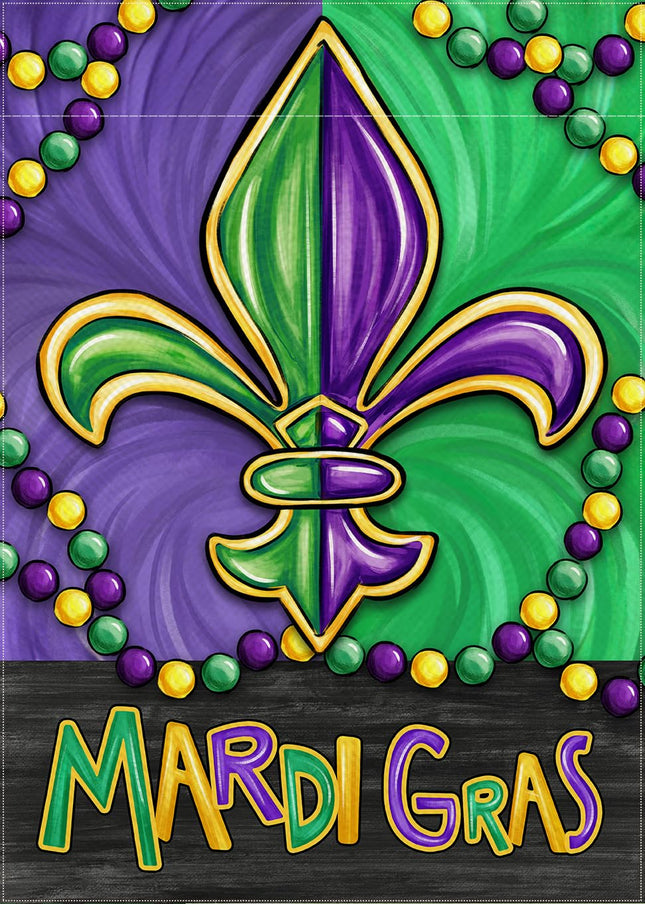 Covido Welcome Mardi Gras Crayfish Decorative Garden Flag, Lobster Mask Fleur De Lis New Orleans Carnival Yard Outside Decorations, Masquerade Burlap Outdoor Small Home Decor Double Sided 12 x 18