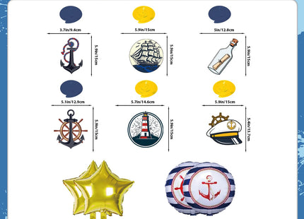 Nautical Party Decorations Cruise Nautical Birthday Decorations Cruise Boat Party Decor with Banner Balloons Hanging Swirls Honeycomb Balls